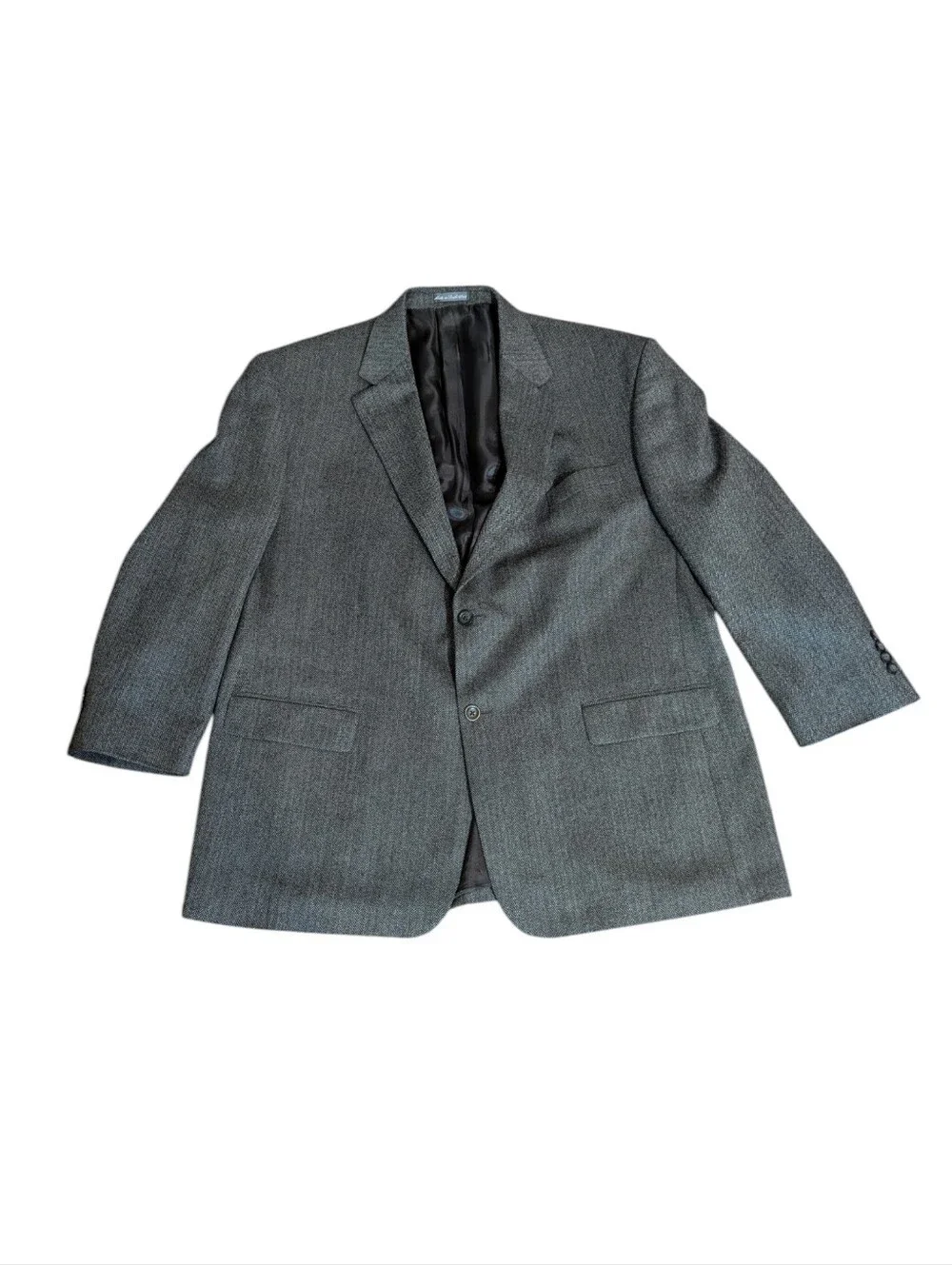 Vtg Oscar de la Renta Gray Herringbone Two-Button Sport Coat Wool Blend Sz 50R